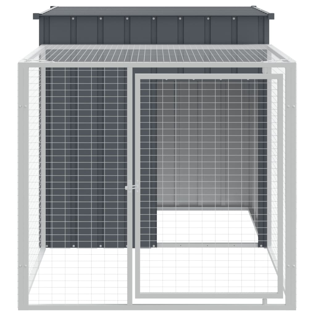 Pollaio con Area Corsa Antracite 110x201x110 cm Acciaio Zincato - homemem39