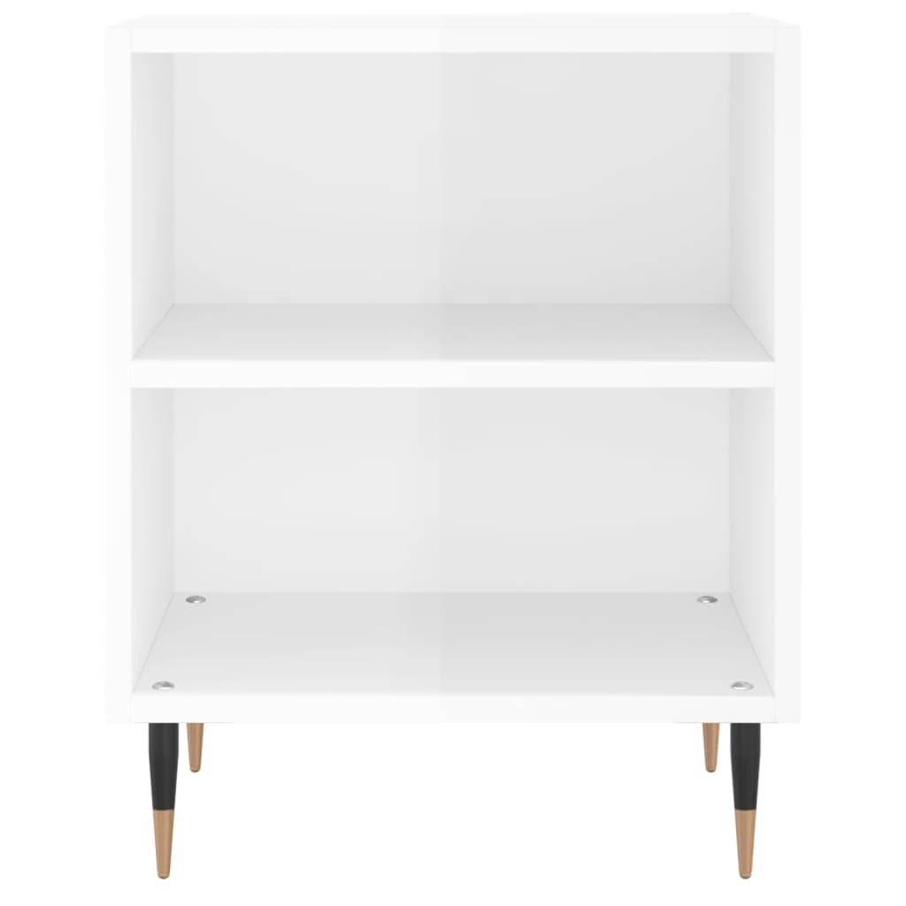 Comodino Bianco Lucido 40x30x50 cm in Legno Multistrato - homemem39