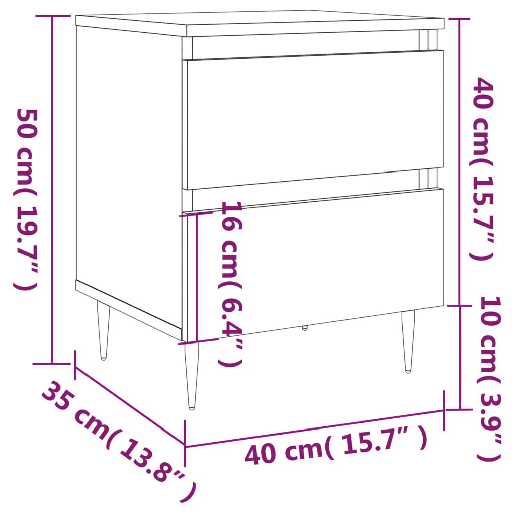 Comodini 2pz Bianchi 40x35x50 cm in Legno Multistrato - homemem39