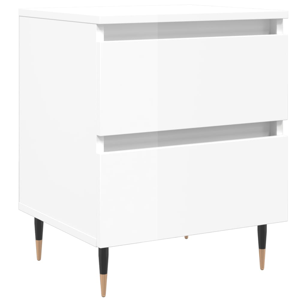 Comodini 2pz Bianco Lucido 40x35x50 cm in Legno Multistrato - homemem39