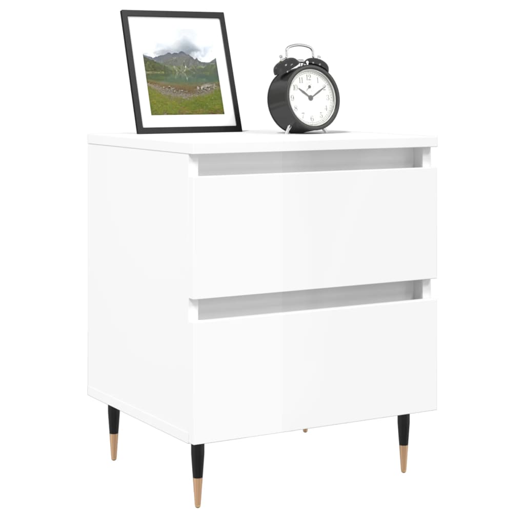 Comodini 2pz Bianco Lucido 40x35x50 cm in Legno Multistrato - homemem39