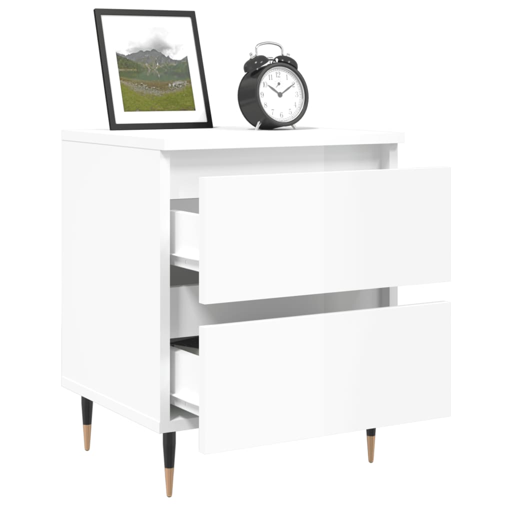 Comodini 2pz Bianco Lucido 40x35x50 cm in Legno Multistrato - homemem39