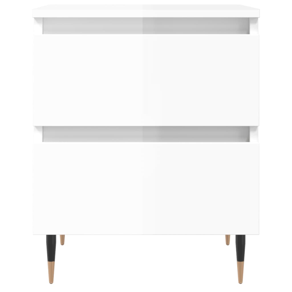 Comodini 2pz Bianco Lucido 40x35x50 cm in Legno Multistrato - homemem39