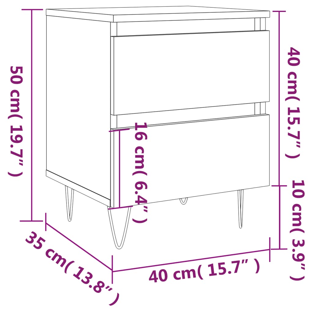 Comodino Bianco Lucido 40x35x50 cm in Legno Multistrato - homemem39