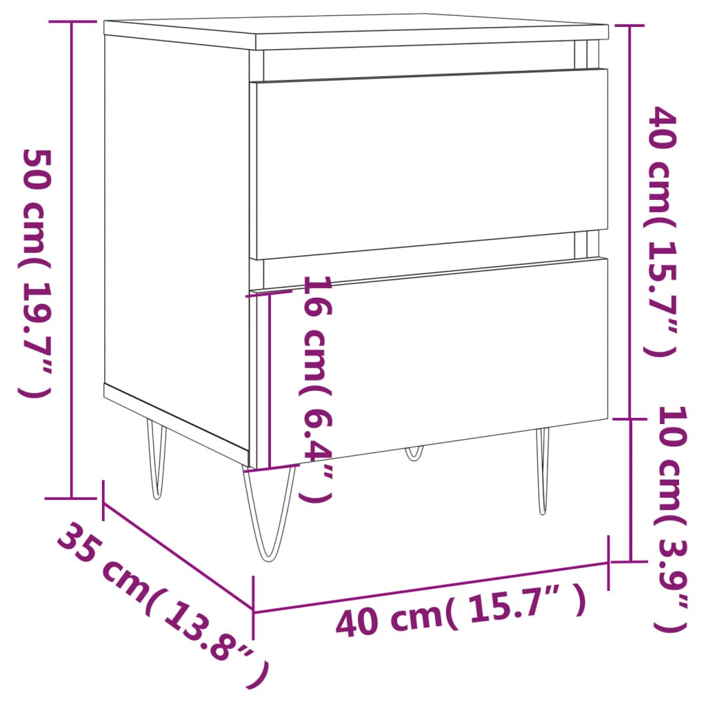 Comodino Grigio Cemento 40x35x50 cm in Legno Multistrato - homemem39