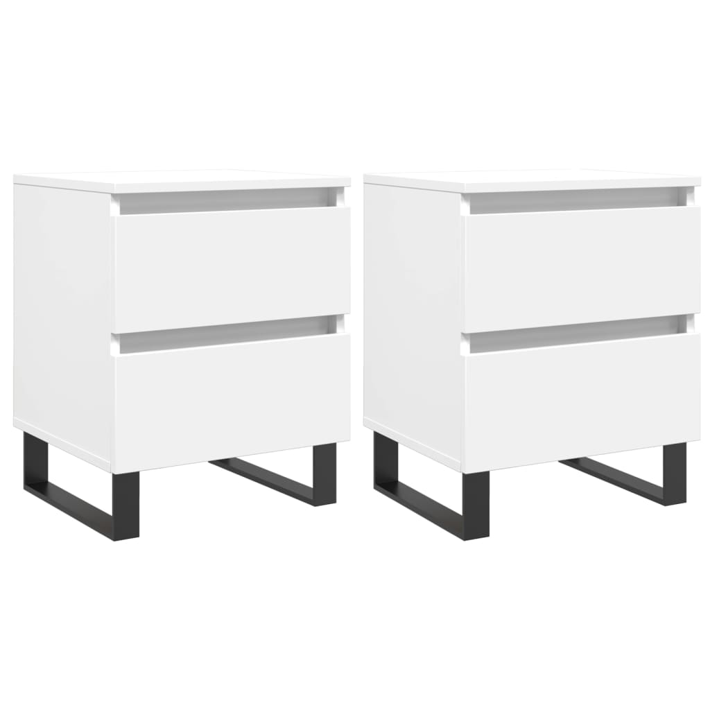 Comodini 2pz Bianchi 40x35x50 cm in Legno Multistrato - homemem39