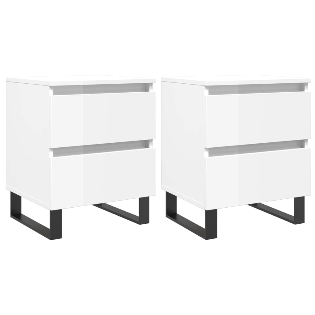 Comodini 2pz Bianco Lucido 40x35x50 cm in Legno Multistrato - homemem39