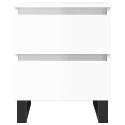 Comodini 2pz Bianco Lucido 40x35x50 cm in Legno Multistrato - homemem39