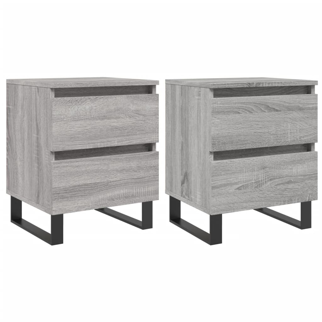 Comodini 2pz Grigio Sonoma 40x35x50 cm in Legno Multistrato - homemem39