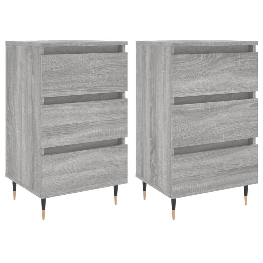 Comodini 2pz Grigio Sonoma 40x35x69 cm in Legno Multistrato - homemem39