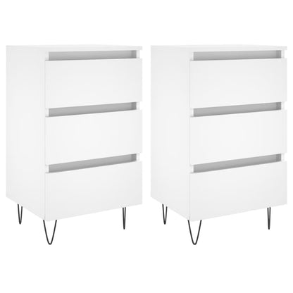 Comodini 2 pz Bianchi 40x35x69 cm in Legno Multistrato - homemem39