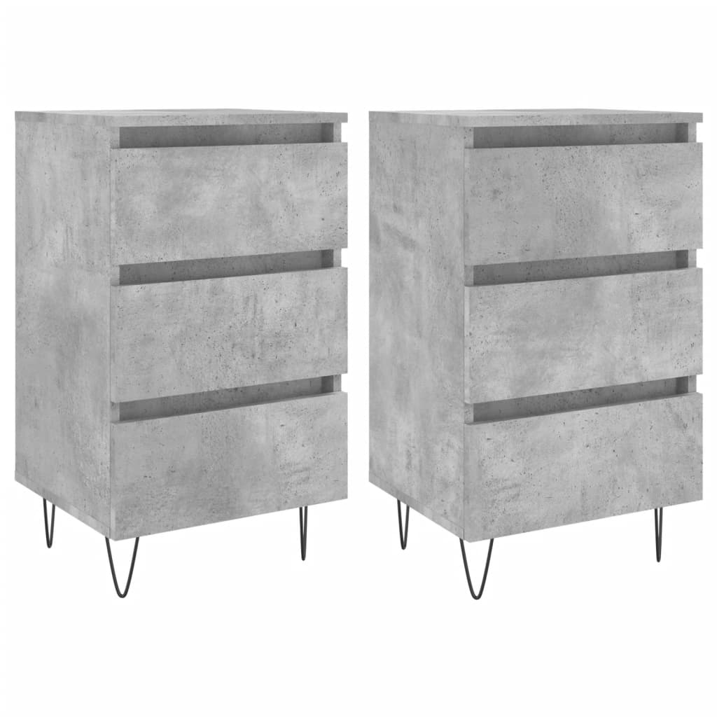 Comodini 2 pz Grigio Cemento 40x35x69 cm in Legno Multistrato - homemem39