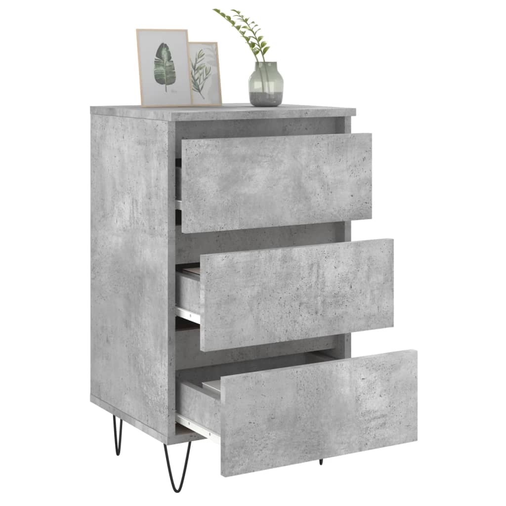 Comodini 2 pz Grigio Cemento 40x35x69 cm in Legno Multistrato - homemem39