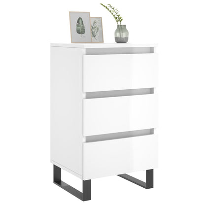 Comodini 2 pz Bianco Lucido 40x35x69 cm in Legno Multistrato - homemem39