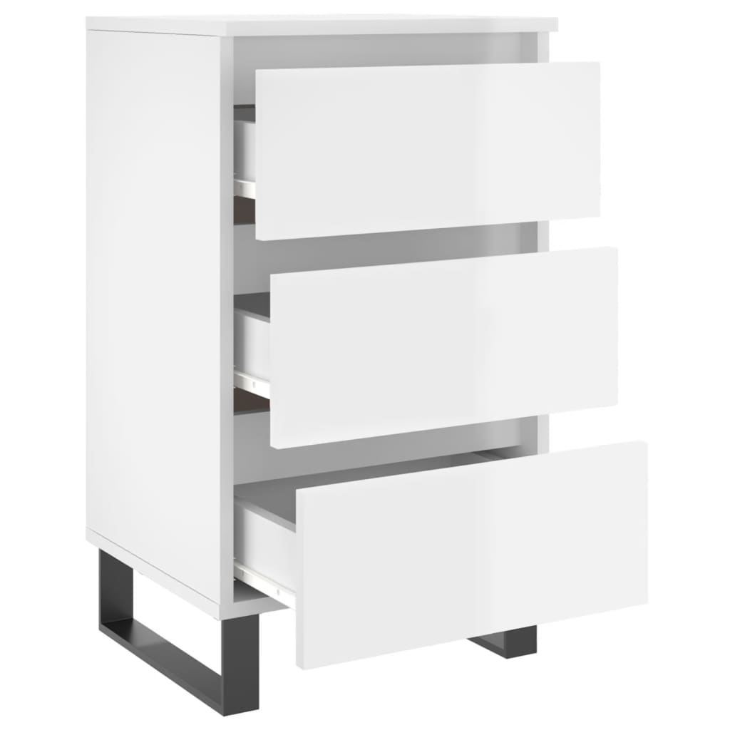 Comodini 2 pz Bianco Lucido 40x35x69 cm in Legno Multistrato - homemem39