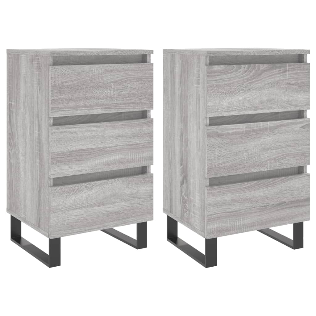 Comodini 2pz Grigio Sonoma 40x35x69 cm in Legno Multistrato - homemem39