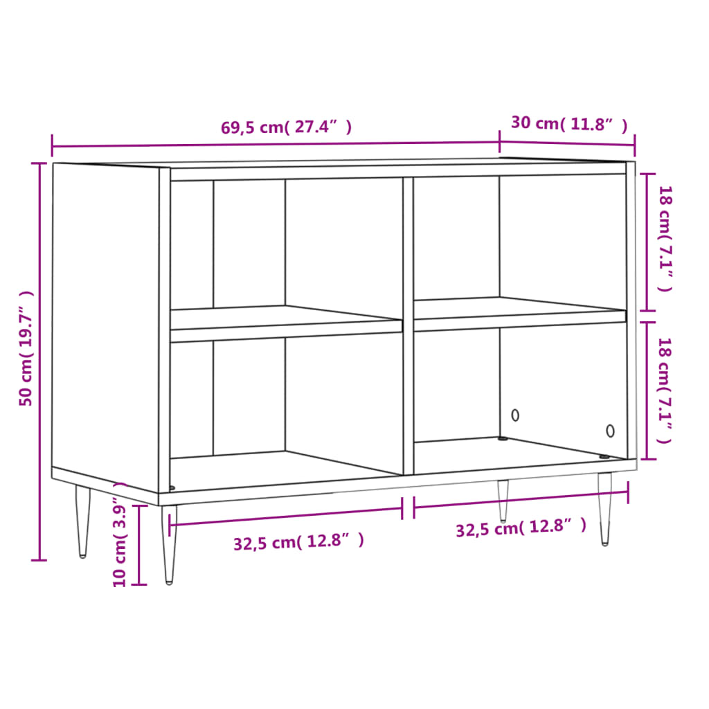 Mobile Porta TV Bianco 69,5x30x50 cm in Legno Multistrato - homemem39