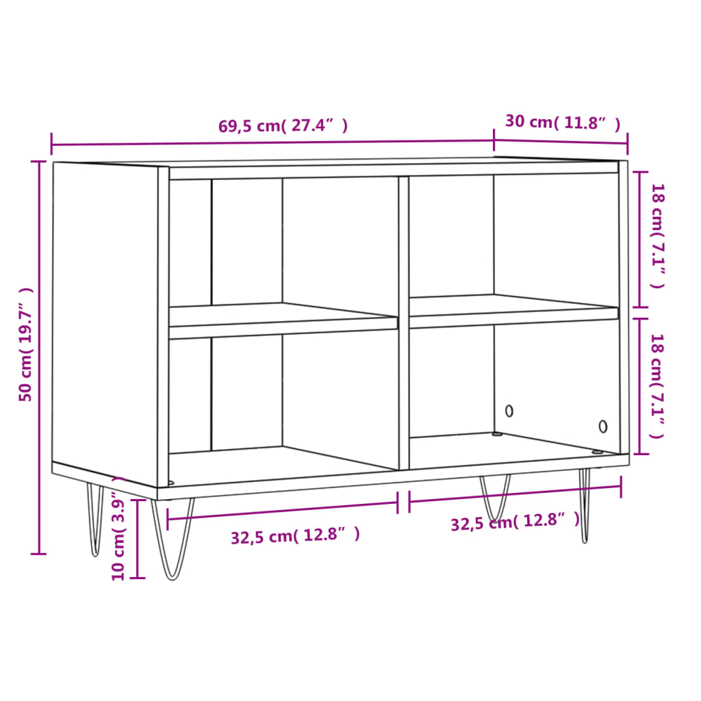 Mobile Porta TV Bianco 69,5x30x50 cm in Legno Multistrato - homemem39