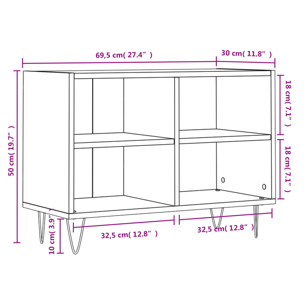 Mobile Porta TV Rovere Sonoma 69,5x30x50cm in Legno Multistrato - homemem39