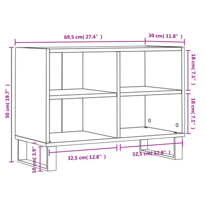 Mobile Porta TV Nero 69,5x30x50 cm in Legno Multistrato - homemem39