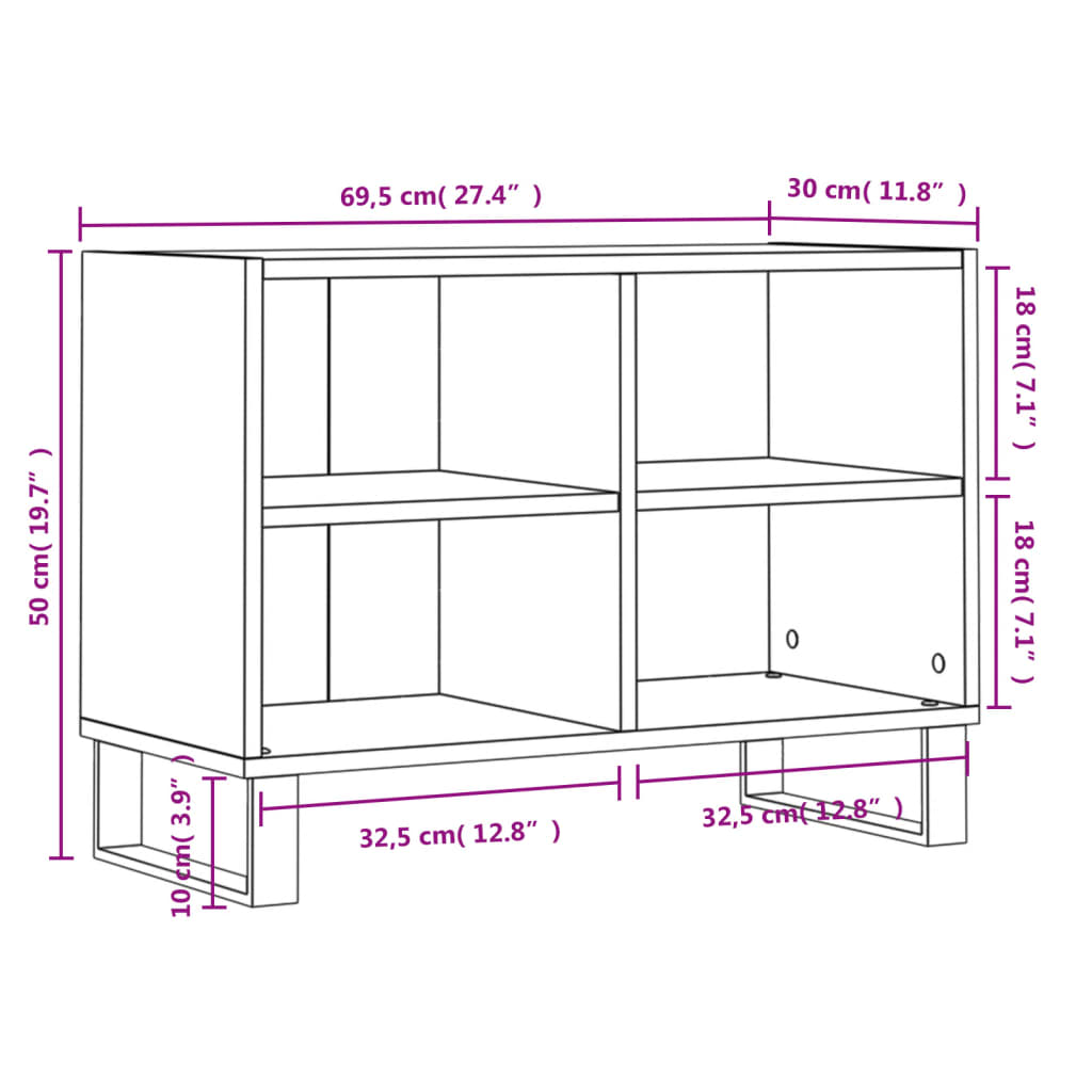 Mobile Porta TV Bianco Lucido 69,5x30x50cm in Legno Multistrato - homemem39