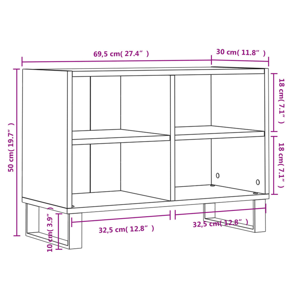 Mobile Porta TV Rovere Sonoma 69,5x30x50cm in Legno Multistrato - homemem39