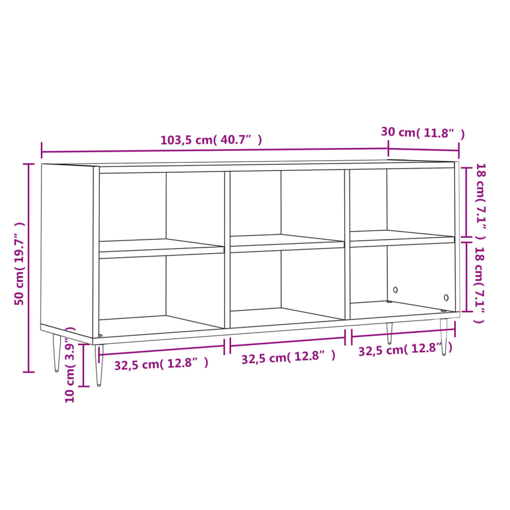 Mobile Porta TV Nero 103,5x30x50 cm in Legno Multistrato - homemem39