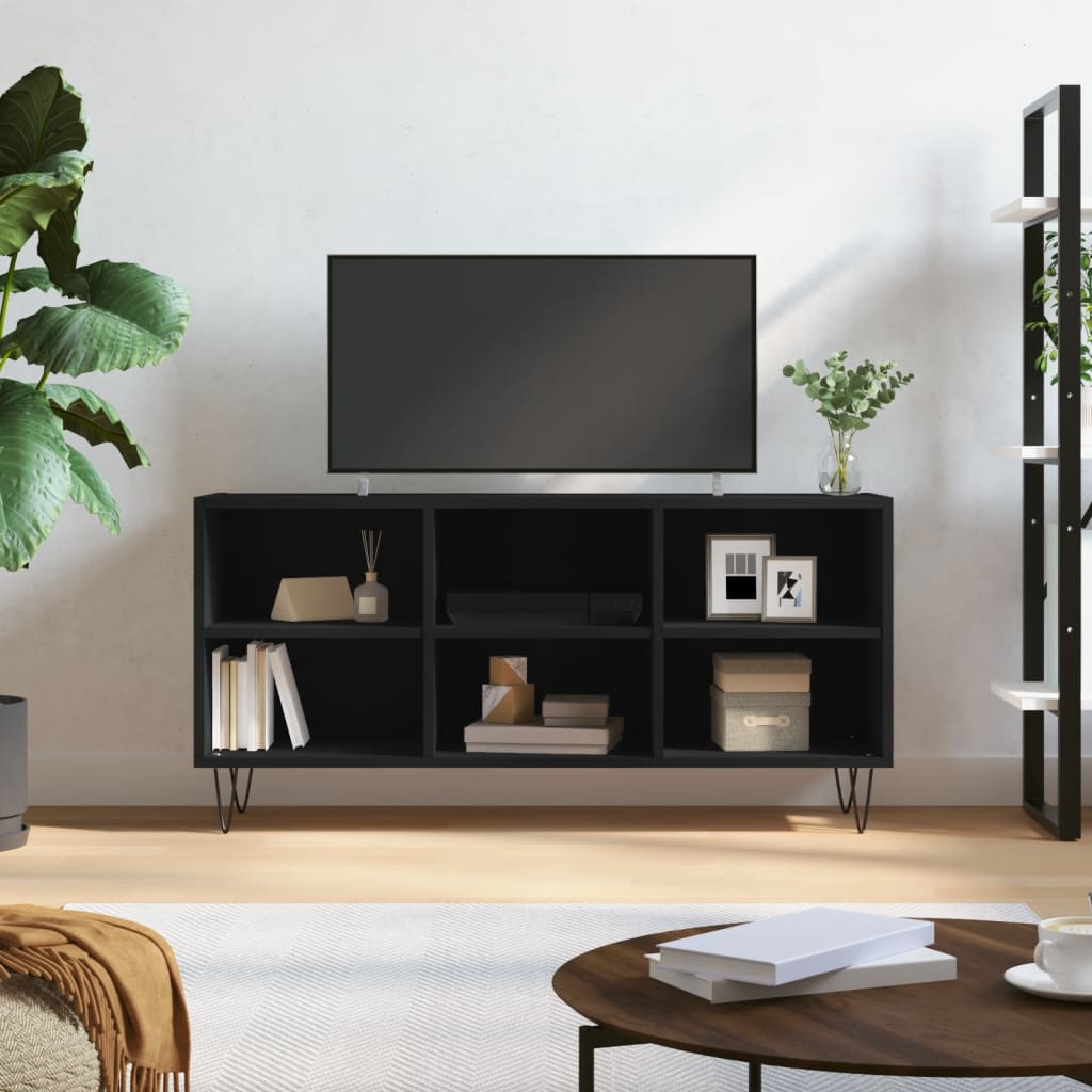 Mobile Porta TV Nero 103,5x30x50 cm in Legno Multistrato - homemem39