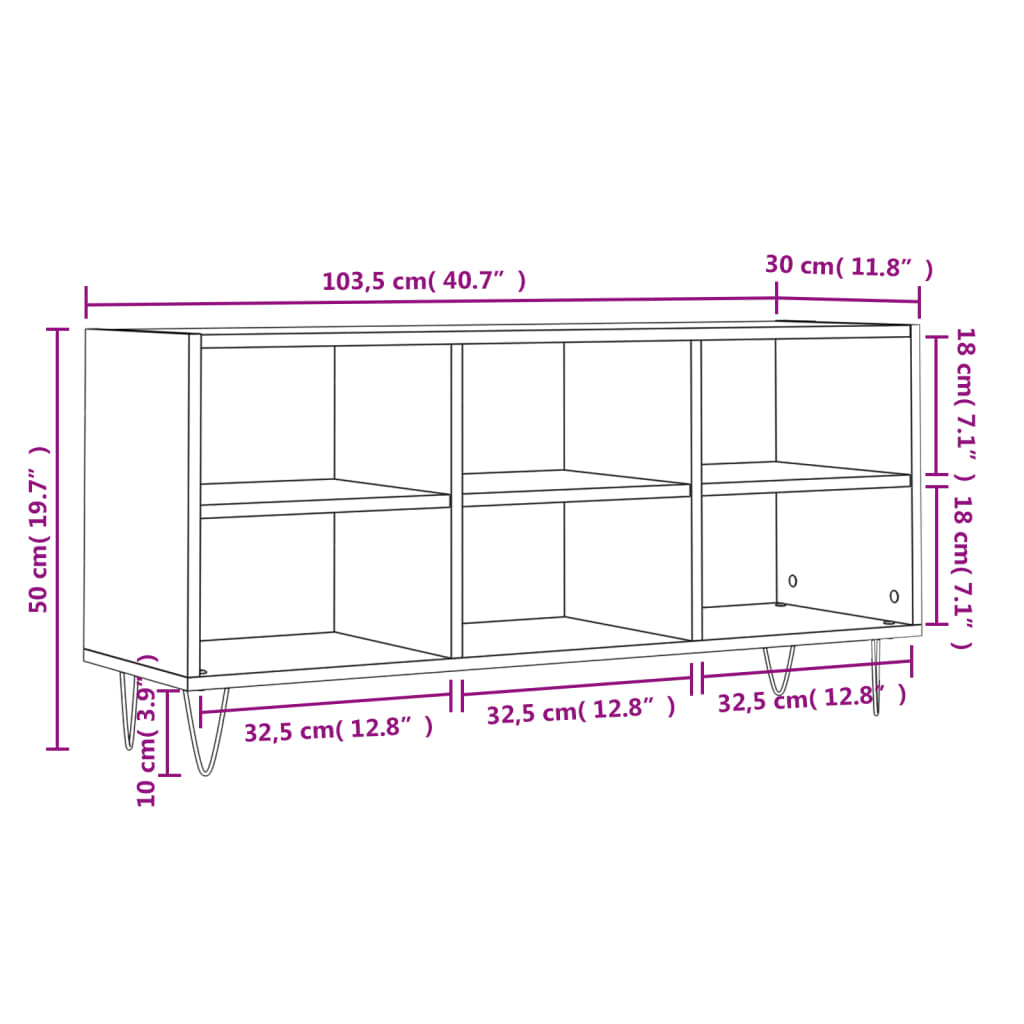 Mobile Porta TV Bianco Lucido 103,5x30x50 cm Legno Multistrato - homemem39