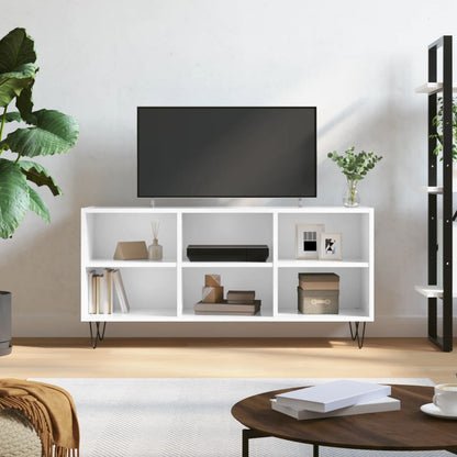 Mobile Porta TV Bianco Lucido 103,5x30x50 cm Legno Multistrato - homemem39