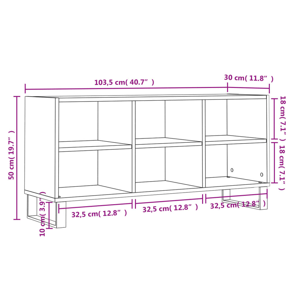 Mobile Porta TV Nero 103,5x30x50 cm in Legno Multistrato - homemem39