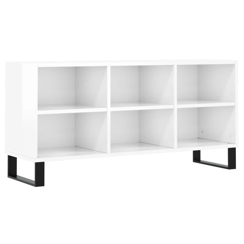 Mobile Porta TV Bianco Lucido 103,5x30x50 cm Legno Multistrato - homemem39