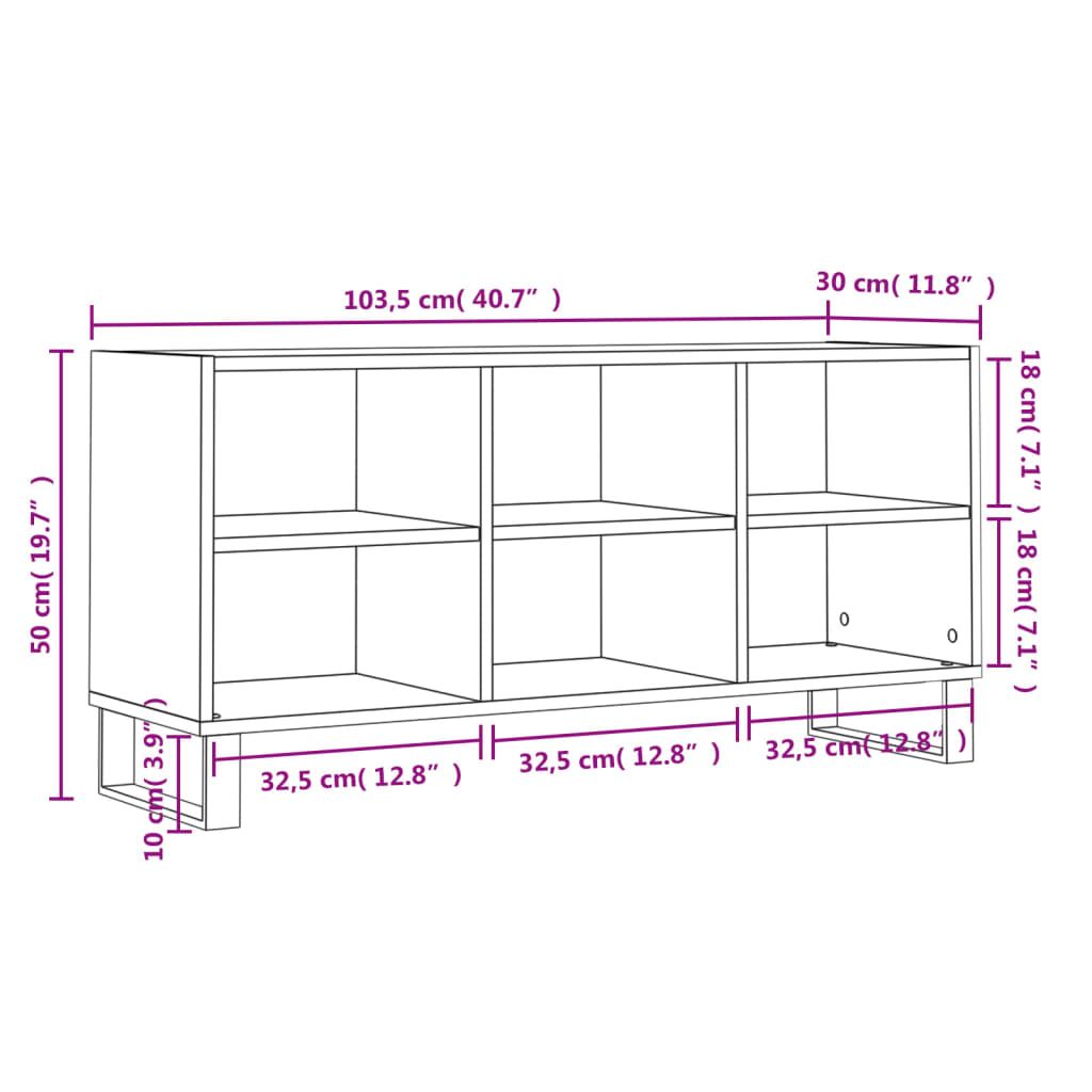 Mobile Porta TV Rovere Sonoma 103,5x30x50 cm Legno Multistrato - homemem39