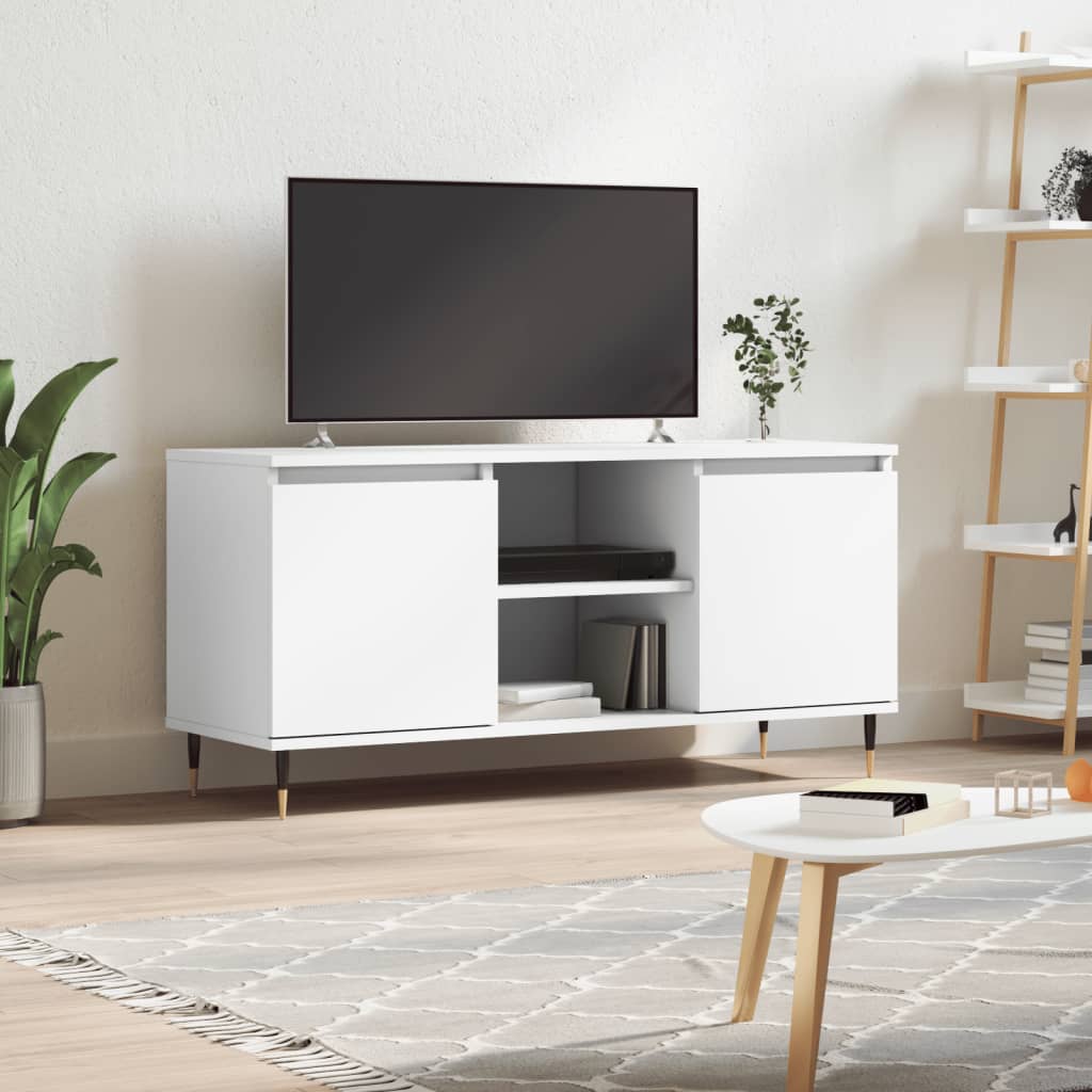 Mobile Porta TV Bianco 104x35x50 cm in Legno Multistrato - homemem39