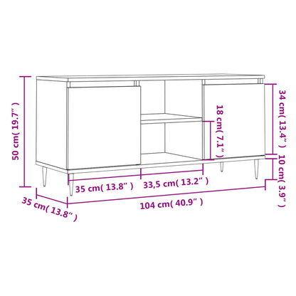 Mobile Porta TV Bianco Lucido 104x35x50 cm in Legno Multistrato - homemem39