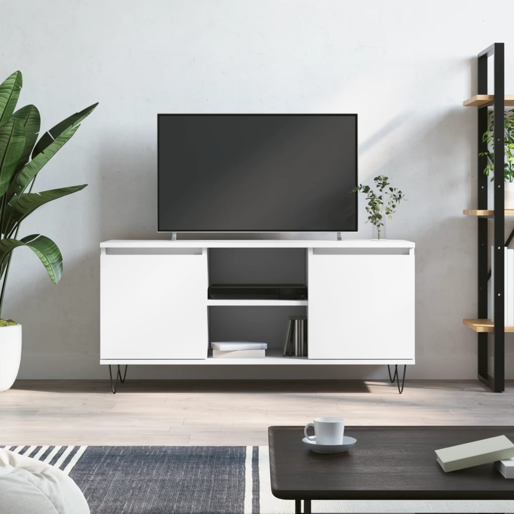 Mobile Porta TV Bianco 104x35x50 cm in Legno Multistrato - homemem39