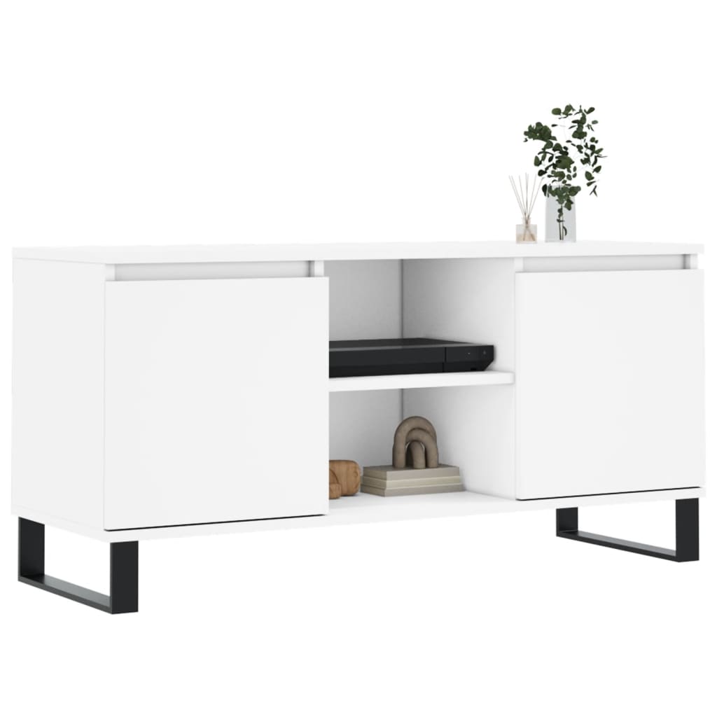 Mobile Porta TV Bianco 104x35x50 cm in Legno Multistrato - homemem39