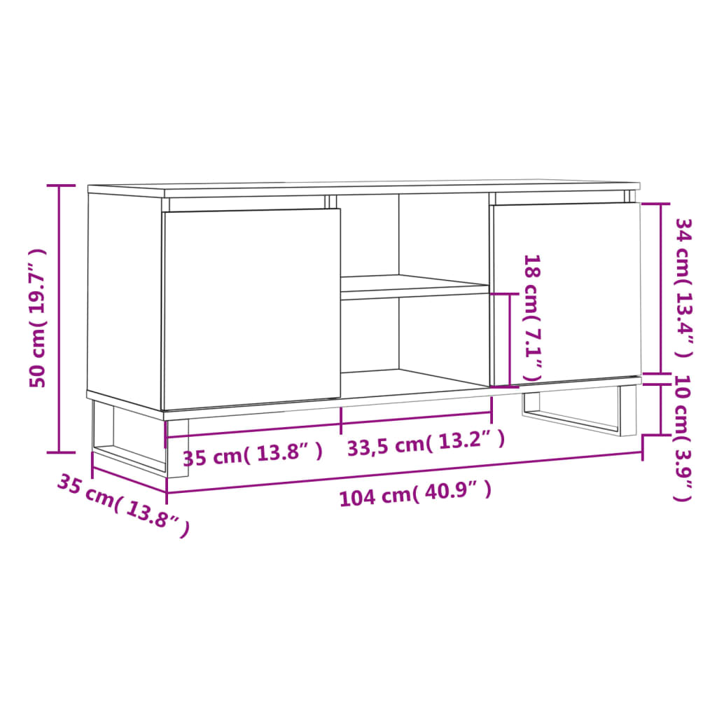 Mobile Porta TV Bianco 104x35x50 cm in Legno Multistrato - homemem39