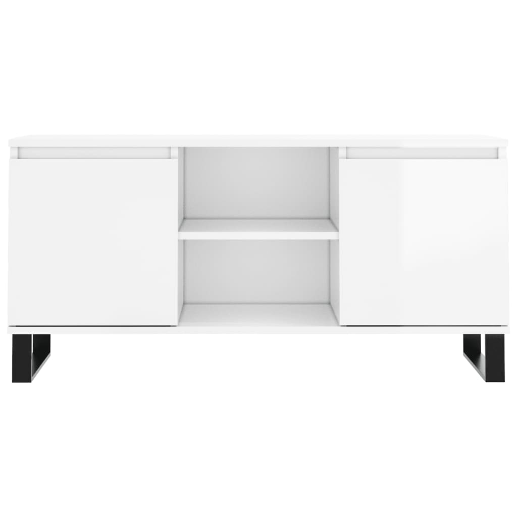 Mobile Porta TV Bianco Lucido 104x35x50 cm in Legno Multistrato - homemem39