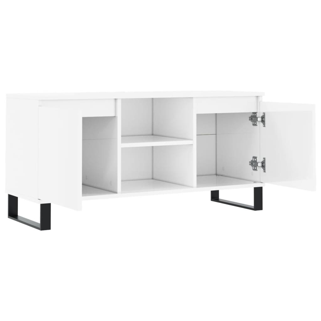 Mobile Porta TV Bianco Lucido 104x35x50 cm in Legno Multistrato - homemem39