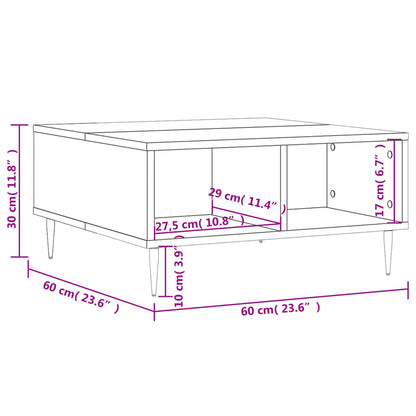 Tavolino da Salotto Bianco Lucido 60x60x30 cm Legno Multistrato - homemem39