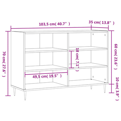 Credenza Nera 103,5x35x70 cm in Legno Multistrato - homemem39