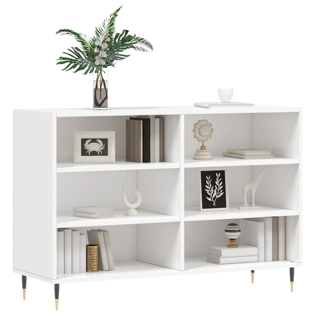 Credenza Bianco Lucido 103,5x35x70 cm in Legno Multistrato - homemem39