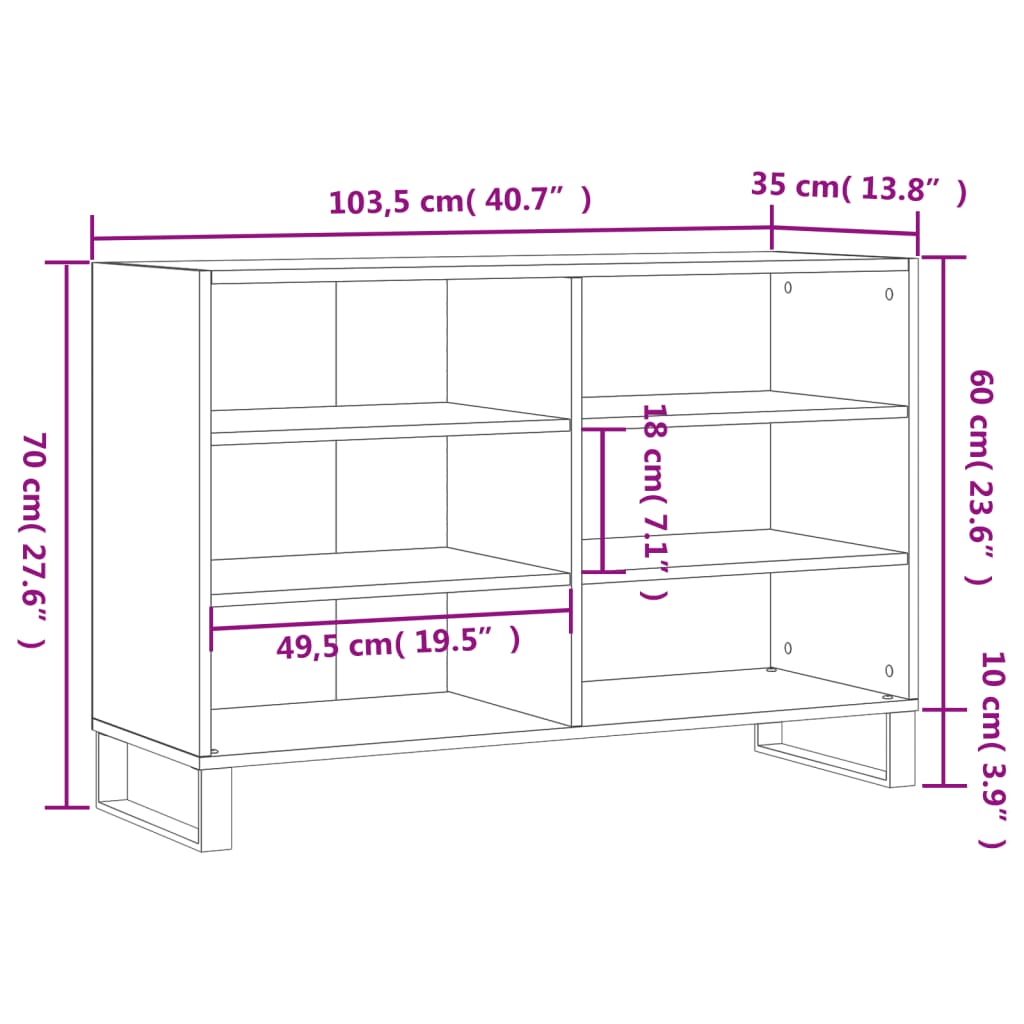 Credenza Nera 103,5x35x70 cm in Legno Multistrato - homemem39