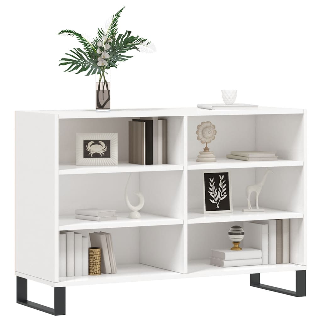 Credenza Bianco Lucido 103,5x35x70 cm in Legno Multistrato - homemem39