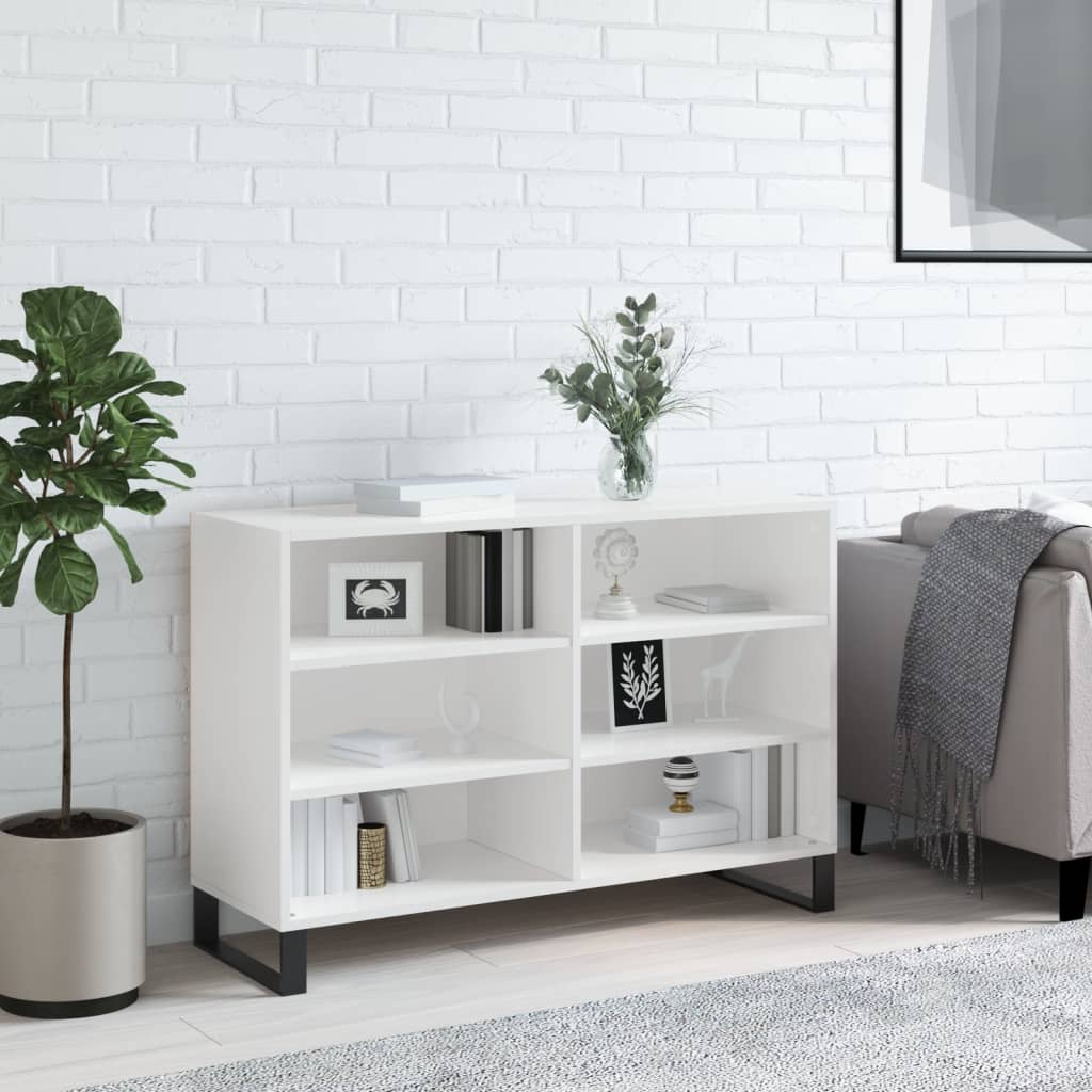 Credenza Bianco Lucido 103,5x35x70 cm in Legno Multistrato - homemem39