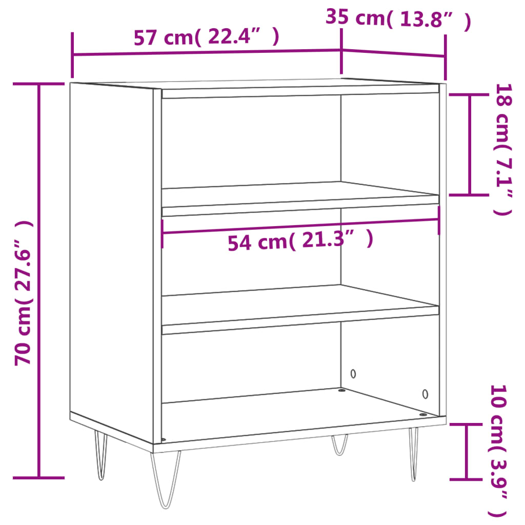 Credenza Nera 57x35x70 cm in Legno Multistrato - homemem39