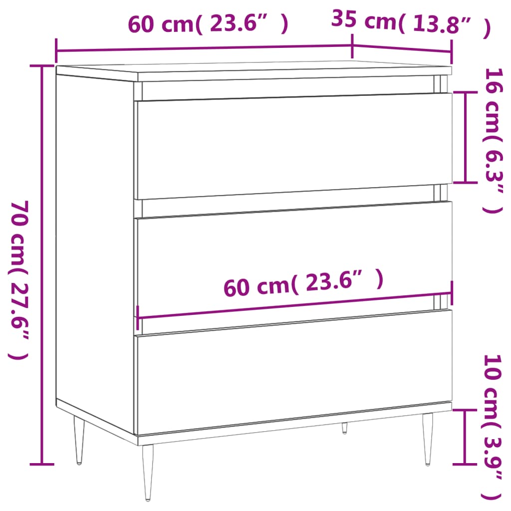 Credenza Bianca 60x35x70 cm in Legno Multistrato - homemem39