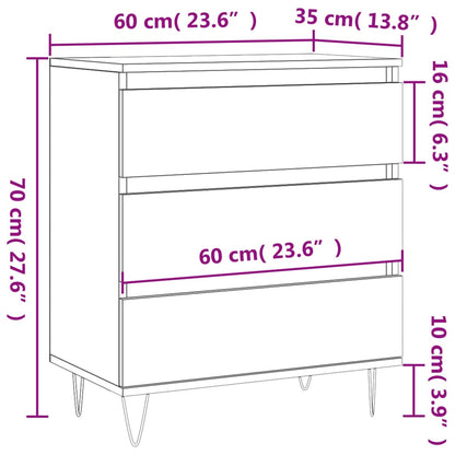 Credenza Nero 60x35x70 cm in Legno Multistrato - homemem39