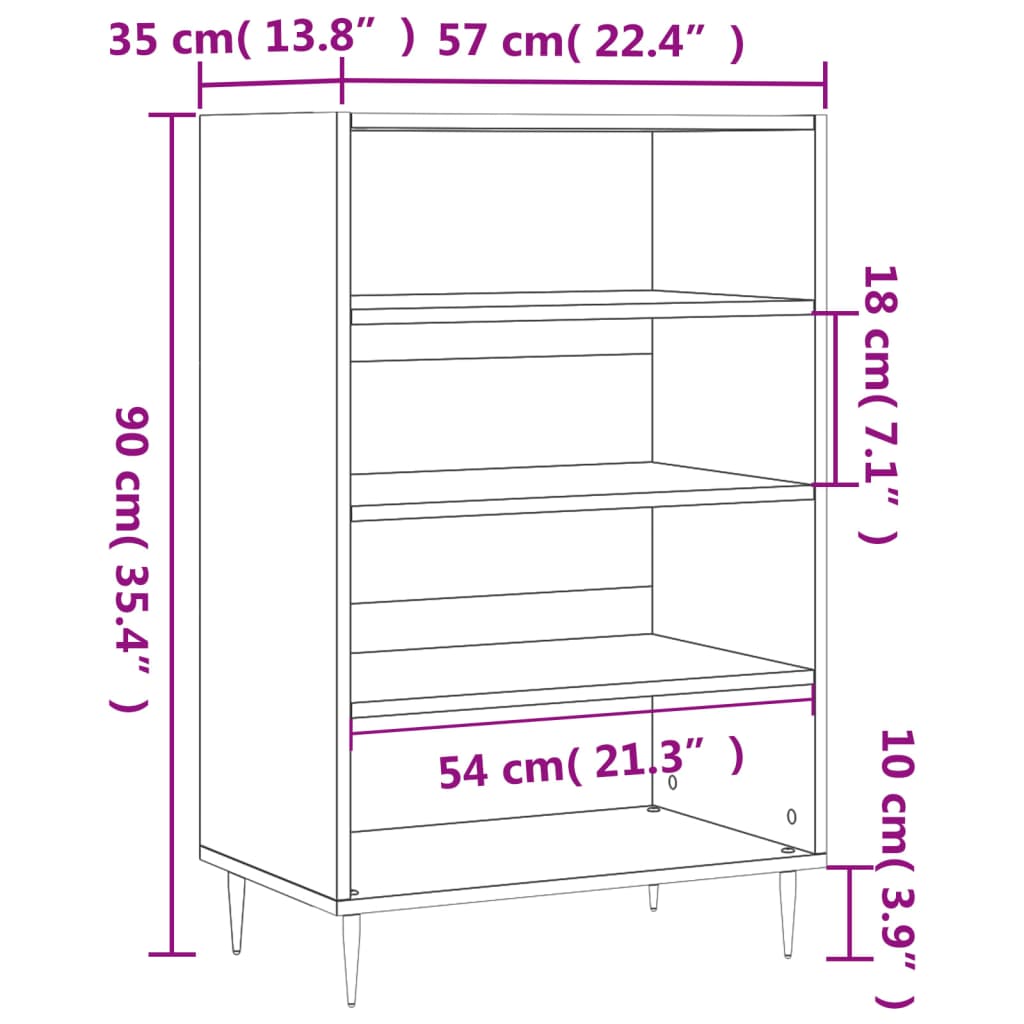 Credenza Nera 57x35x90 cm in Legno Multistrato - homemem39